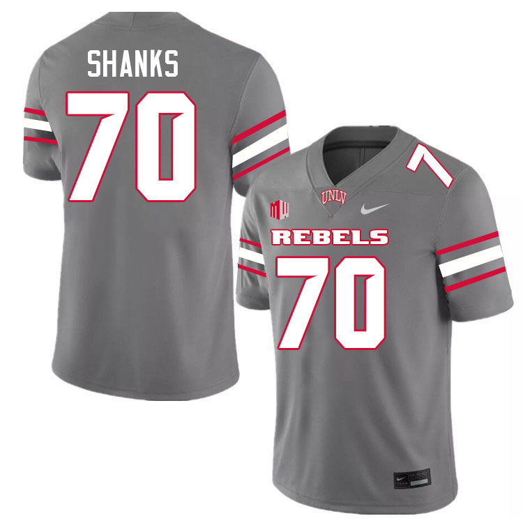 Men #70 Tiger Shanks UNLV Rebels College Football Jerseys Stitched-Grey